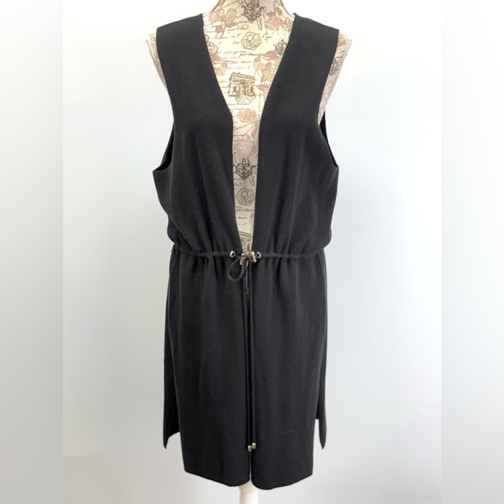 ONEA Black Sleeveless drawstring waist knit duster Cardigan size XL